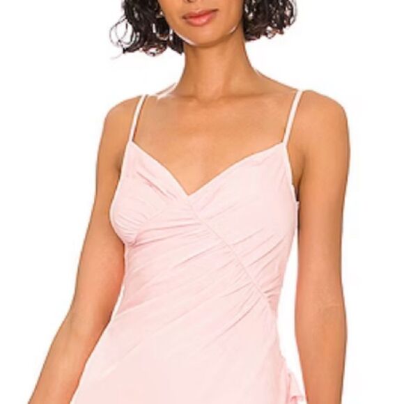 NWT More To Come Revolve Natasha Ruffle Midi Dress in Pink Small - Picture 3 of 15